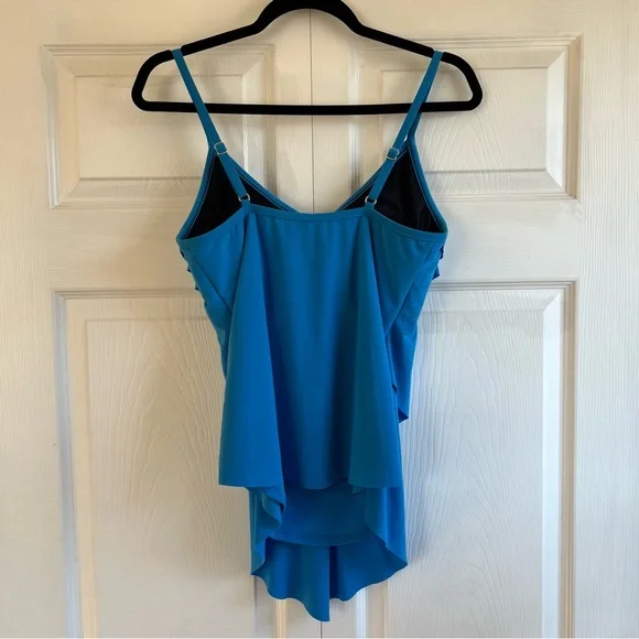 Magicsuit BLUE Solid Rita Wireless Ruffle Tankini Swim Top 8 Slimming Pool Beach - Picture 7 of 7